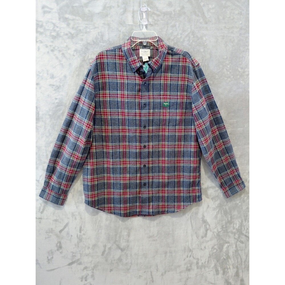 NEW LL Bean Scotch Plaid Flannel Slightly Fitted Shirt Men's Large Outdoors